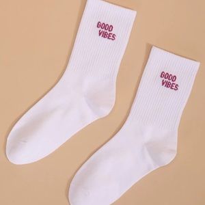white crew socks good vibes